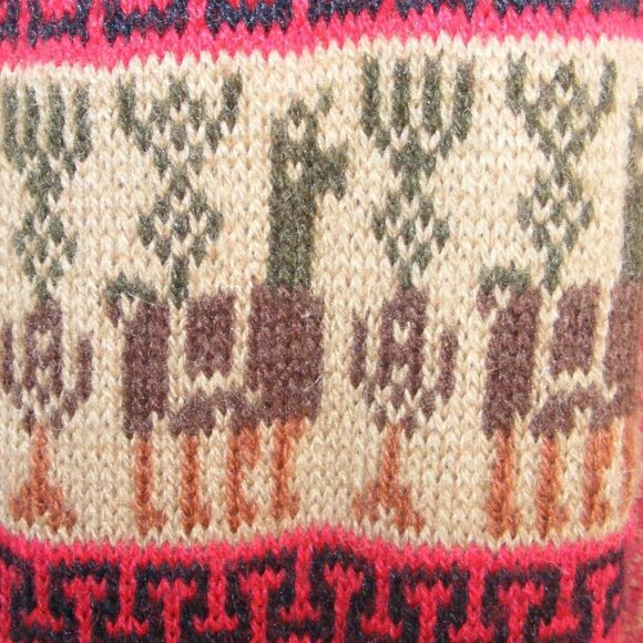 ALPACA Sweater Vest, M/L, Red, Animals, Knit, Pockets, Sleeveless - Picture 2 of 10